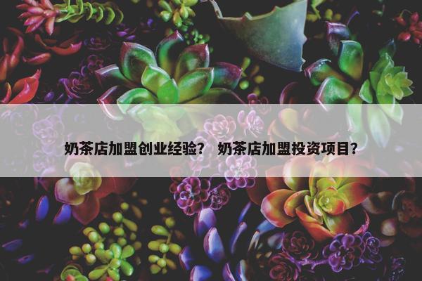 奶茶店加盟创业经验？ 奶茶店加盟投资项目？
