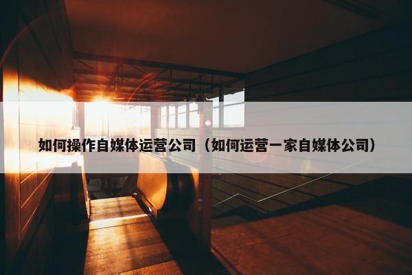 如何操作自媒体运营公司（如何运营一家自媒体公司）