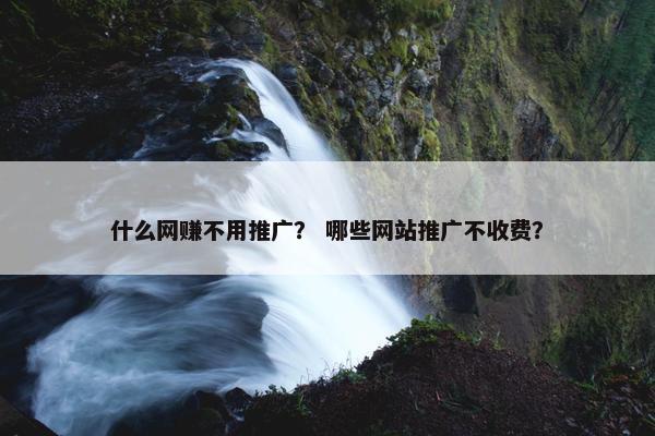 什么网赚不用推广？ 哪些网站推广不收费？