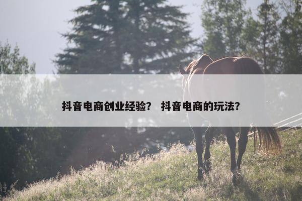 抖音电商创业经验？ 抖音电商的玩法？