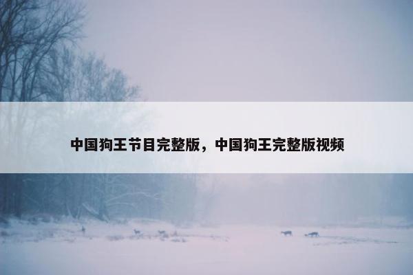 中国狗王节目完整版，中国狗王完整版视频