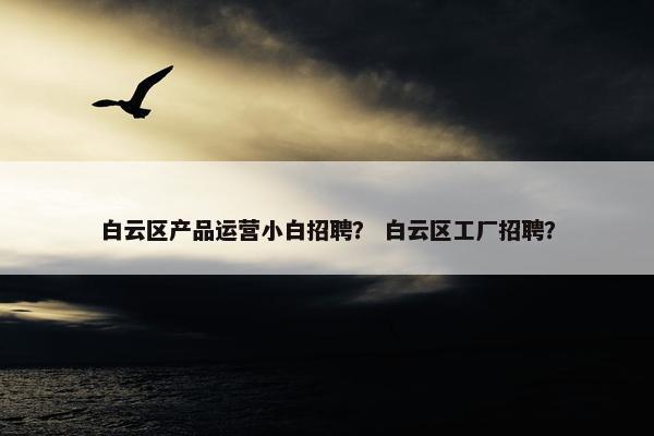 白云区产品运营小白招聘？ 白云区工厂招聘？
