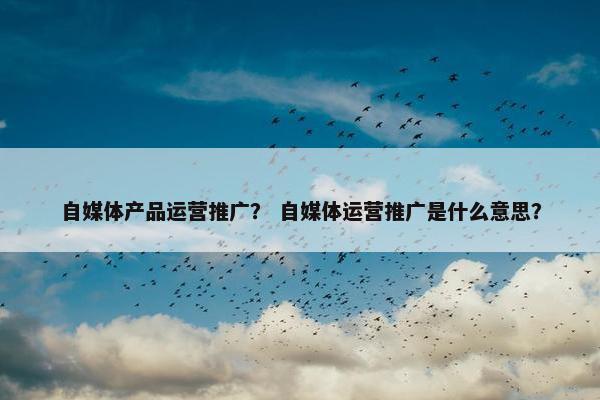 自媒体产品运营推广？ 自媒体运营推广是什么意思？