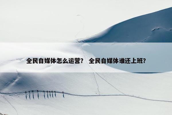 全民自媒体怎么运营？ 全民自媒体谁还上班？