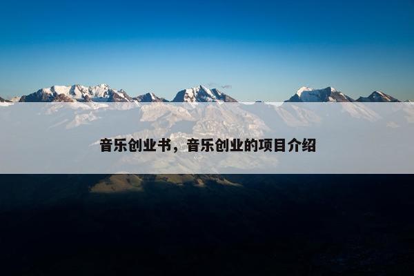 音乐创业书，音乐创业的项目介绍