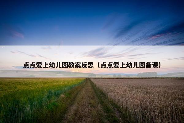 点点爱上幼儿园教案反思（点点爱上幼儿园备课）