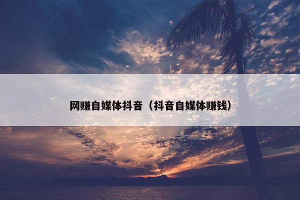 网赚自媒体抖音（抖音自媒体赚钱）