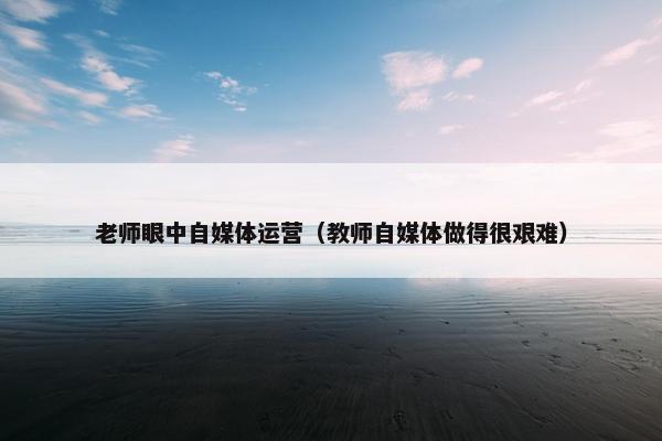 老师眼中自媒体运营（教师自媒体做得很艰难）