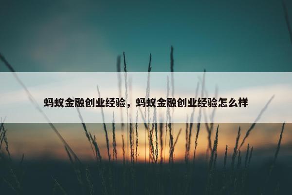 蚂蚁金融创业经验，蚂蚁金融创业经验怎么样