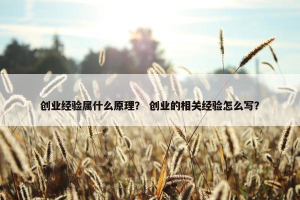 创业经验属什么原理？ 创业的相关经验怎么写？