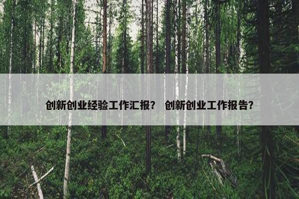 创新创业经验工作汇报？ 创新创业工作报告？