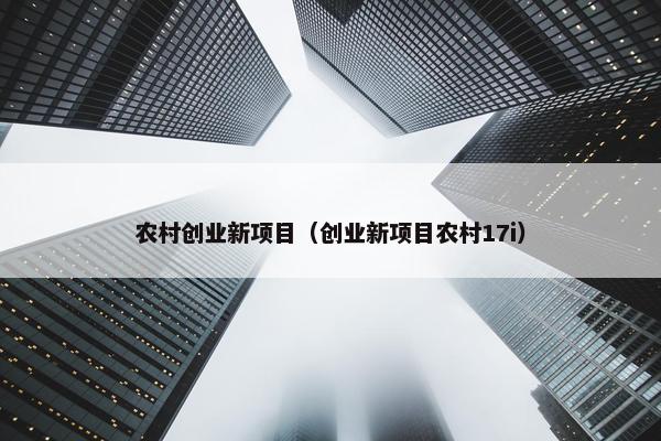 农村创业新项目（创业新项目农村17i）