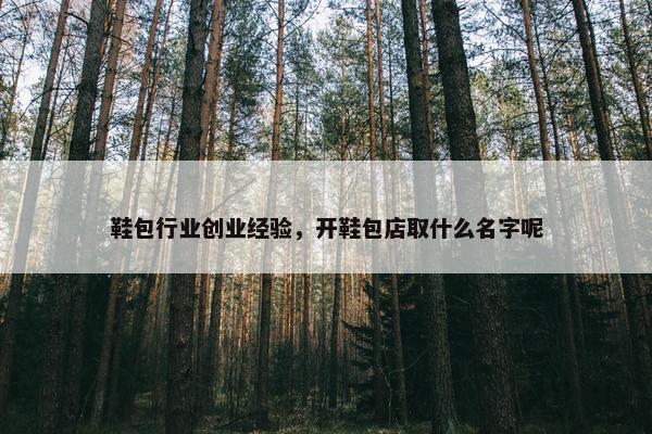 鞋包行业创业经验，开鞋包店取什么名字呢