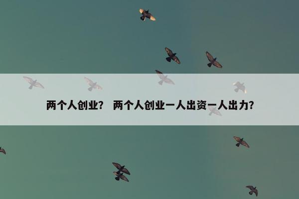 两个人创业？ 两个人创业一人出资一人出力？