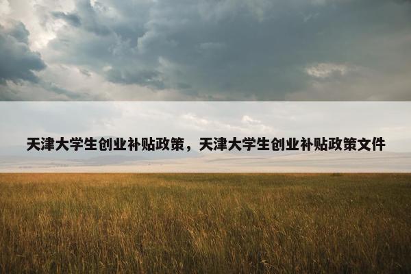 天津大学生创业补贴政策，天津大学生创业补贴政策文件