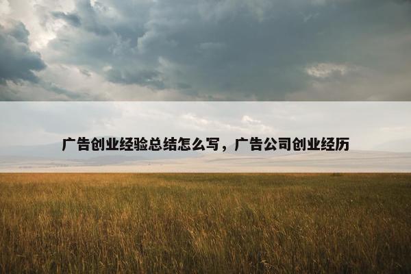 广告创业经验总结怎么写，广告公司创业经历