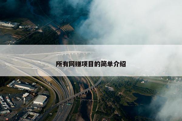所有网赚项目的简单介绍