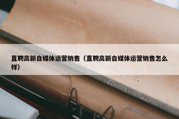直聘高新自媒体运营销售（直聘高新自媒体运营销售怎么样）
