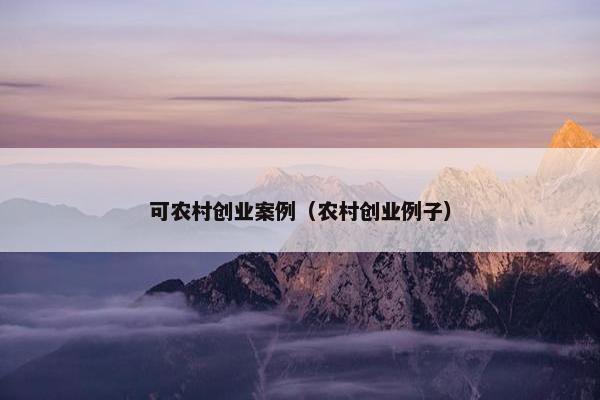 可农村创业案例（农村创业例子）