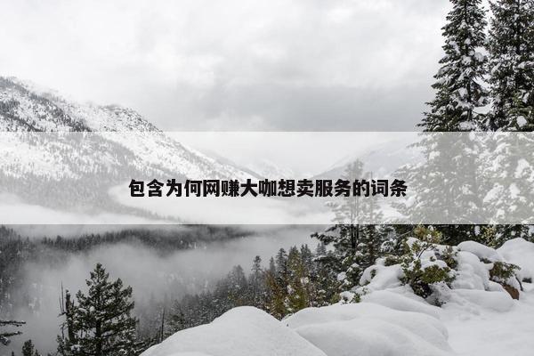 包含为何网赚大咖想卖服务的词条