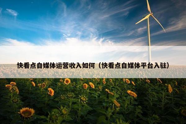 快看点自媒体运营收入如何（快看点自媒体平台入驻）