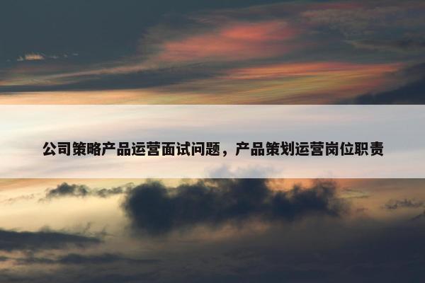 公司策略产品运营面试问题，产品策划运营岗位职责