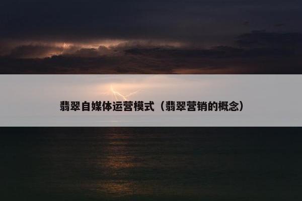 翡翠自媒体运营模式（翡翠营销的概念）