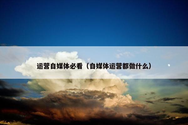 运营自媒体必看（自媒体运营都做什么）