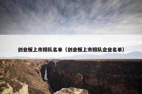 创业板上市排队名单（创业板上市排队企业名单）