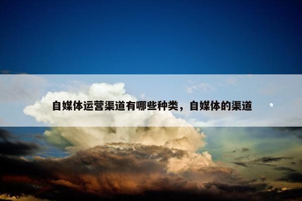 自媒体运营渠道有哪些种类，自媒体的渠道