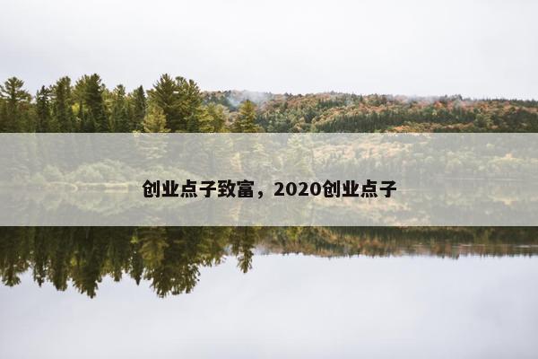 创业点子致富，2020创业点子