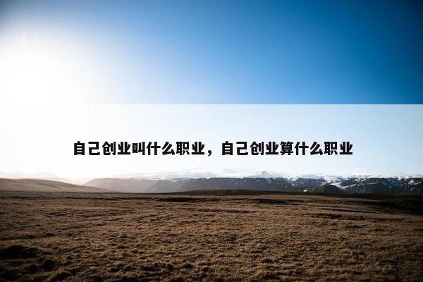 自己创业叫什么职业，自己创业算什么职业