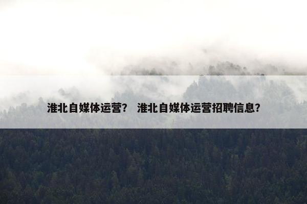 淮北自媒体运营？ 淮北自媒体运营招聘信息？