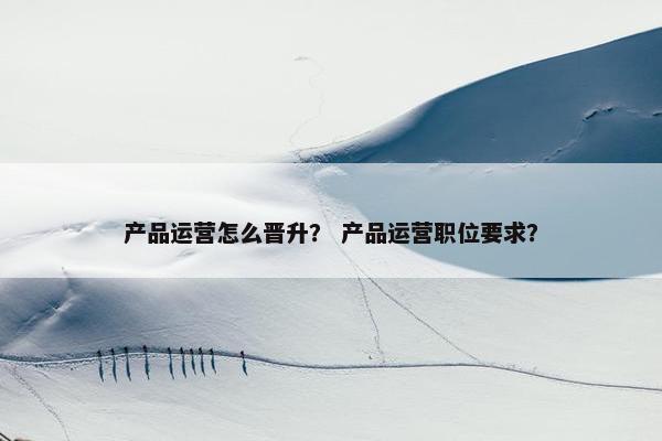 产品运营怎么晋升？ 产品运营职位要求？