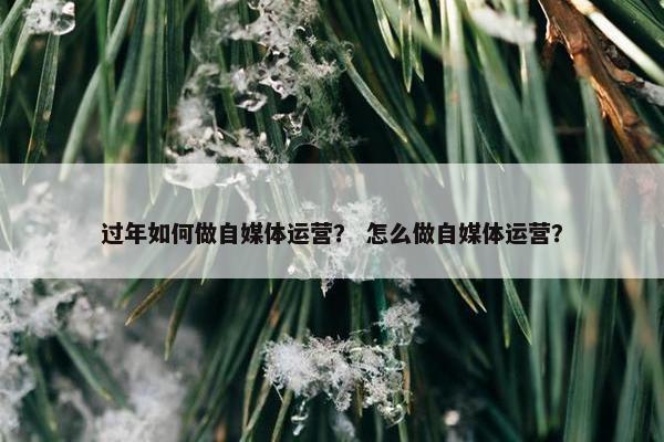 过年如何做自媒体运营？ 怎么做自媒体运营？