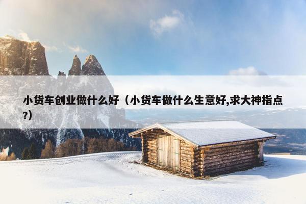 小货车创业做什么好（小货车做什么生意好,求大神指点?）