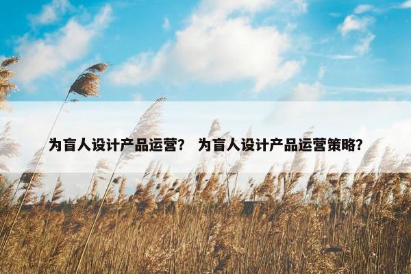 为盲人设计产品运营？ 为盲人设计产品运营策略？