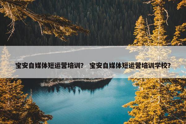 宝安自媒体短运营培训？ 宝安自媒体短运营培训学校？