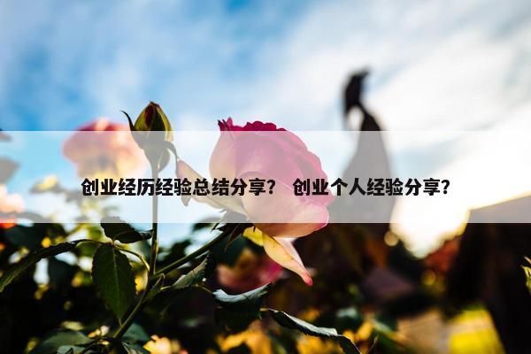 创业经历经验总结分享？ 创业个人经验分享？