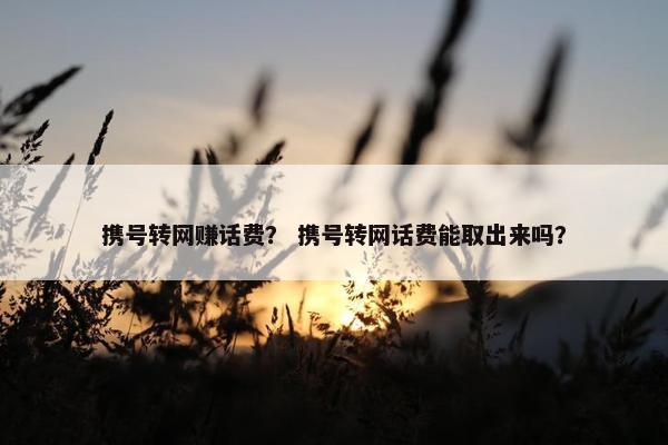 携号转网赚话费？ 携号转网话费能取出来吗？