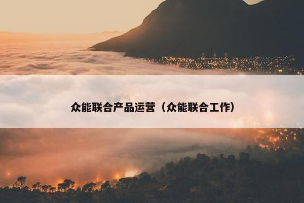 众能联合产品运营（众能联合工作）