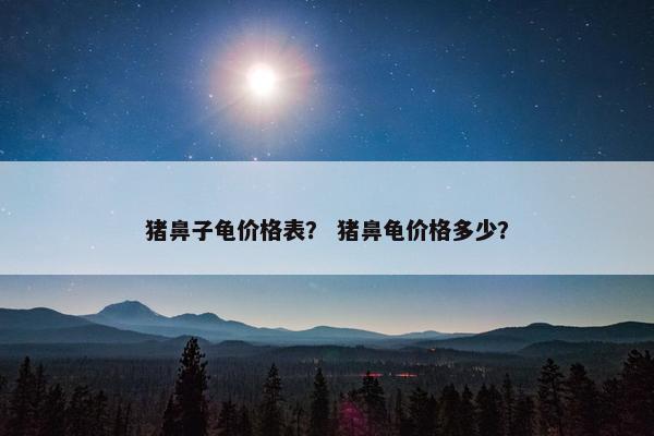 猪鼻子龟价格表？ 猪鼻龟价格多少？