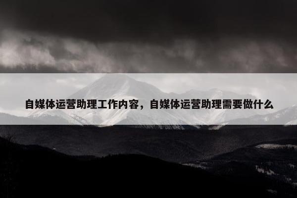 自媒体运营助理工作内容，自媒体运营助理需要做什么
