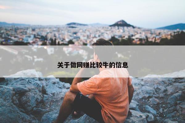 关于做网赚比较牛的信息
