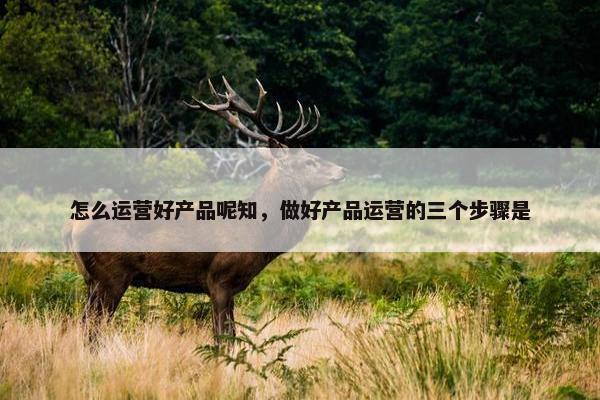 怎么运营好产品呢知，做好产品运营的三个步骤是
