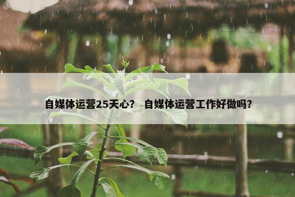 自媒体运营25天心？ 自媒体运营工作好做吗？