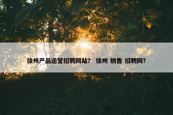 徐州产品运营招聘网站？ 徐州 销售 招聘网？