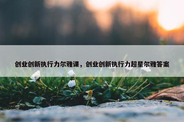 创业创新执行力尔雅课，创业创新执行力超星尔雅答案