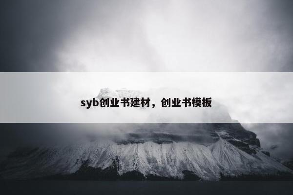 syb创业书建材，创业书模板