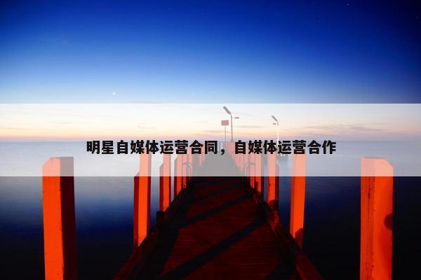 明星自媒体运营合同，自媒体运营合作